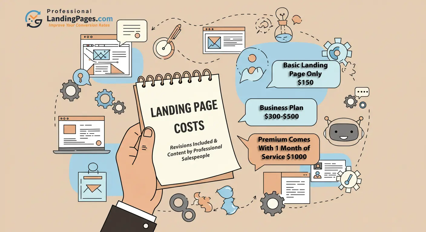 Landing page cost comparison chart with prices